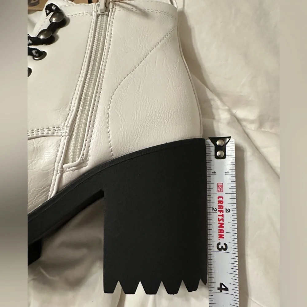 Seven7 White and Black Lug Heel Ankle Boots